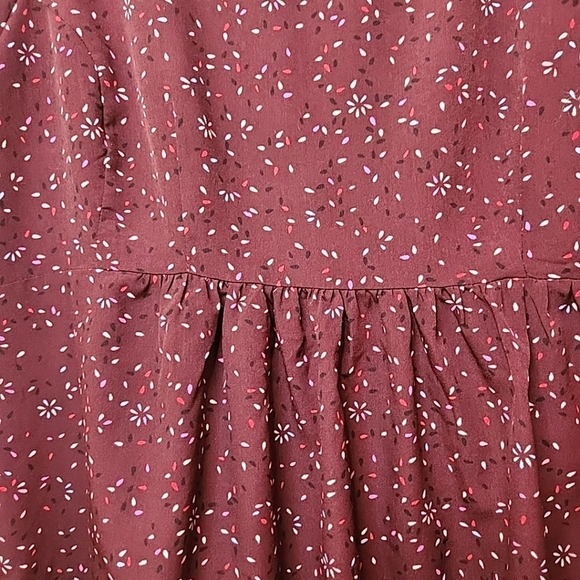 Maternity top short sleeve Burgendy print self tie back zip "Motherhood" Small - Picture 4 of 10